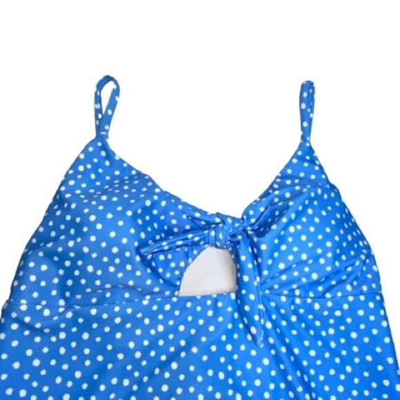 Jessica Simpson NWT blue and white polka dot tankini size S - Picture 15 of 16